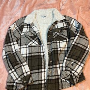 Fashion Nova Cream and Brown Sherpa Jacket